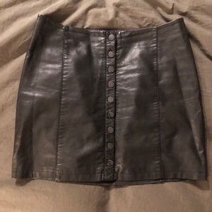 Free People Button Front Leather Skirt 12